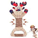 Motsamla Christmas Dog Toys, Plush Squeaky Dog Toy with Crinkle Paper, Cute Christmas Puppy Toys with Cotton, Durable Interactive Dog Chew Toys for Puppy Small Medium Large Breed