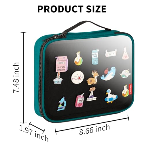 Image of Oeun fan Enamel Pin Display Book, Small Collections or Travel Pin Trading Book, Pin Collector Display Bag,6-Page Pin Display Board,Pin Display Case (Turquoise Blue)