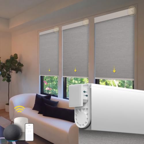 Motorized Cordless Smart Blinds with Remote (Grey)