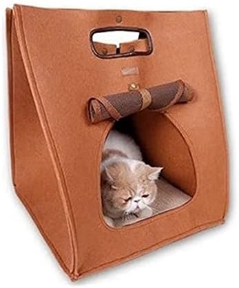 Pet Cave House Multifunctional Felt Pet House Foldable Cat Dog Carrier Bag Warm Nest Tent Cabin Waterproof Outdoor Pet Kennel (Color : Gray) (Brown)