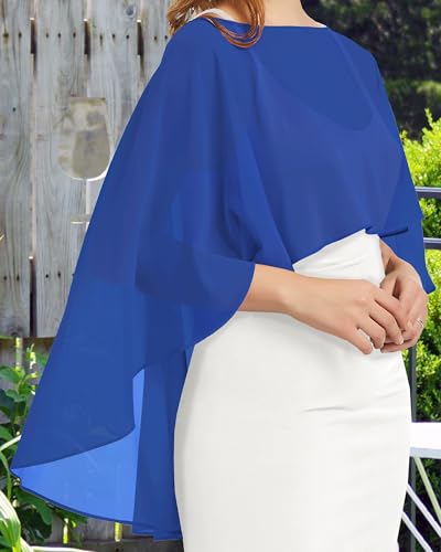 Image of Women Shawl and Wraps for Evening Dress Chiffon Cape Sheer Poncho Cover Up