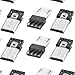 uxcell Micro USB Male Type B 5-Pin Jack Port Solder Connector, 10 Pcs Metal 15mm Long USB Straight Solder Adapter for Repair Replacement, DIY, Silver Tone