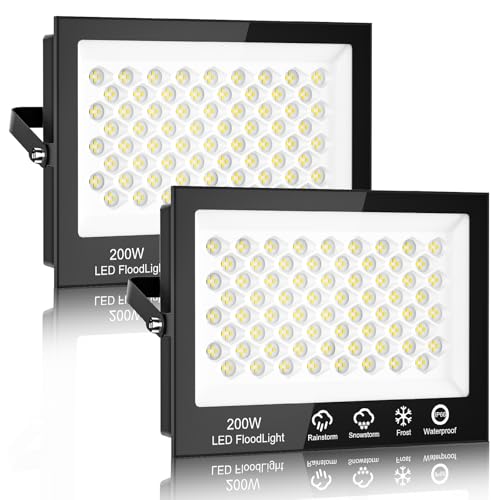 Sararoom 2Pack Projecteur LED Extérieur 200W 20000LM Ultra Lumineux Spot