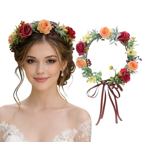 Flower Crowns for Women - Artificial Rose Flower Crown Flower Headband