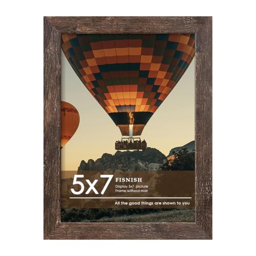 Fisnish 5x7 Picture Frame, for Tabletop Display or Wall Mount, Rustic Brown