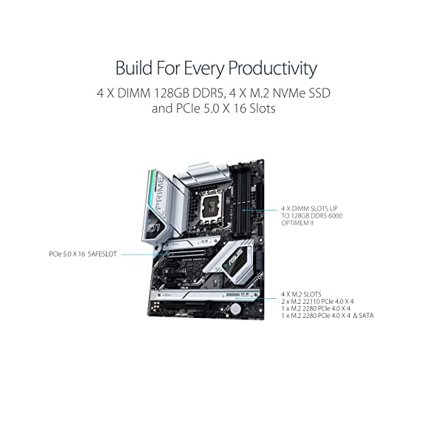 ASUS Prime Z690-A - Placa base Intel Z690 LGA 1700 ATX (PCIe 5.0, cuatro M.2, VRM de 16+1 fases, DDR5, LAN de 2.5 GB, USB 3.2 Gen. 2x2 de tipo C, USB 3.2 Gen. 2 de tipo C frontal, Thunderbolt 4) - Image 5