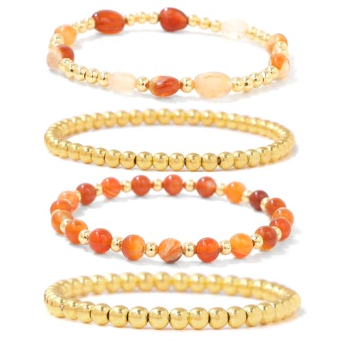 Gold Beaded Bracelets for Women Gold Bracelet Stack Natural Stone Bracelet Healing Crystal Bracelet Stretch Gemstone Bracelets