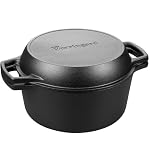 Pre-seasoned Cast Iron Double Dutch Oven Pot with Skillet Lid, Dual-handle, for Bread Baking, Outdoor, Campfire Cooking, 5 Quart - Image 6