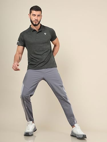 Image of TECHNOSPORT Men's Colorblock Slim Fit Sports Joggers TECHNOLITE Lightweight Active Track Pants Quick Dry Stretch Gym Running Training Fitness Activewear