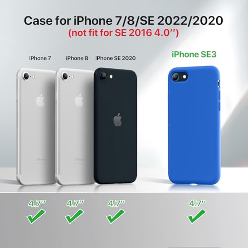 Image of Miracase Ultra Slim Designed for iPhone SE Case 2022(3rd Gen) /iPhone SE Case(2nd Gen) /iPhone 7 Case /iPhone 8 Case with Screen Protector, Multi-Color Silicone Shockproof Phone Case(Mediterranean Blue)