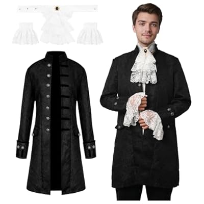 JDFAIJEAL Chaqueta medieval retro para hombre Steampunk Frack, frac gótico victoriano, carnaval, Halloween, juego de rol (negro, M) | Ya disponible en tu tienda friki favorita! En mundofriki.es!