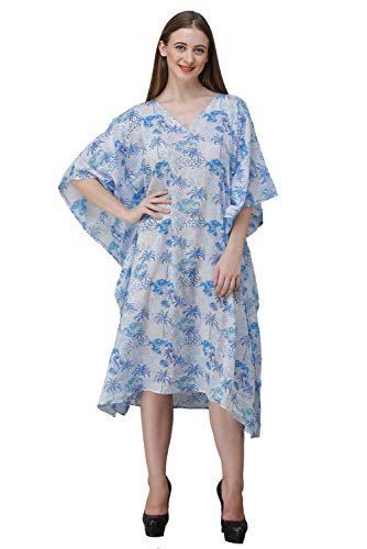 Image of RAVI RAJORIA Georgette Digital Printed Beach Wear Kaftan Blue Free Size R800 | Multi Color 2