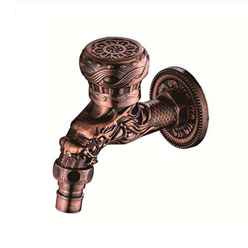 Yaoqingf Grifo Tallado En La Pared De Aleación De Zinc Antiguo, E Exterior Grifo De Jardín Lavadora/Fregona Grifo, Inodoro