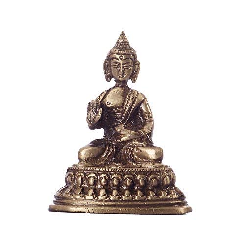 Buda de latón meditando marrón de 10 cm con acabado antiguo 3