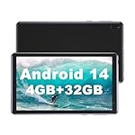 Tablet 7 inch Android 14.0 Tablet, 4GB+32GB ROM （1TB Expand）, Quad-Core, WiFi, GMS, Dual Camera, Educational, Games （Black）