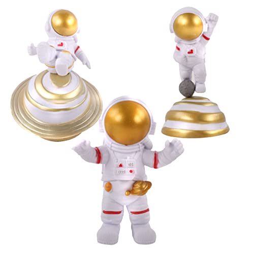 Raeasily 3 Pack Astronaut Figure Statue, Outer Space Themed Bedroom Decor, Astronaut Planet Figurine Sculpture Ornament For Room Shelf & Desk Decor, Spaceman Cake Topper Decoration Model #TOP27