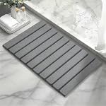 60 * 39 cm Foldable Stone Bath Mat, Super Absorbent Diatomaceous Earth Mat, Non-Slip Quick Drying, Compact and Easy to Store for Bathroom, Dish Drying Mat for Kitchen Counter
