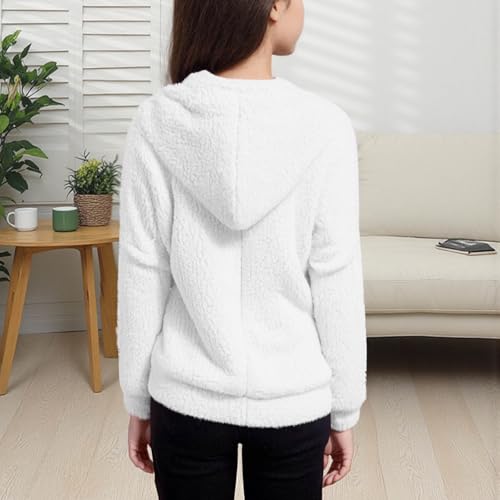 Girls Fleece Zip Up Hoodies Fuzzy Sherpa Jacket Winter Warm Long Sleeve Coats Kids Fall Fashion Outwear 5-14 years4