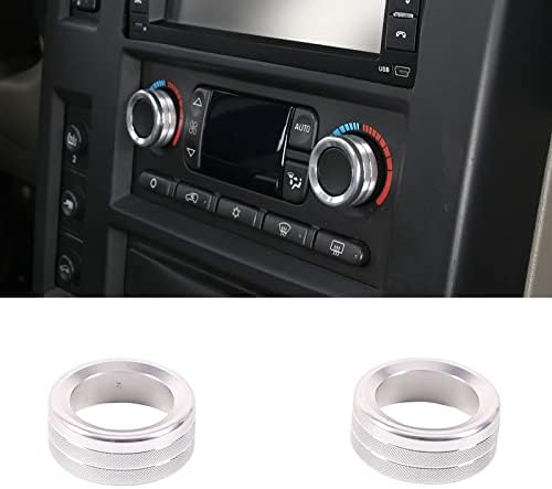 Aluminum Alloy Interior Air Conditioner Switch Knob Ring Cover Trim for Hummer H2 2003-2007,AC Control Knob Cover Trim Accessories (Silver)