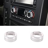 Aluminum Alloy Interior Air Conditioner Switch Knob Ring Cover Trim for Hummer H2 2003-2007,AC Control Knob Cover Trim Accessories (Silver)