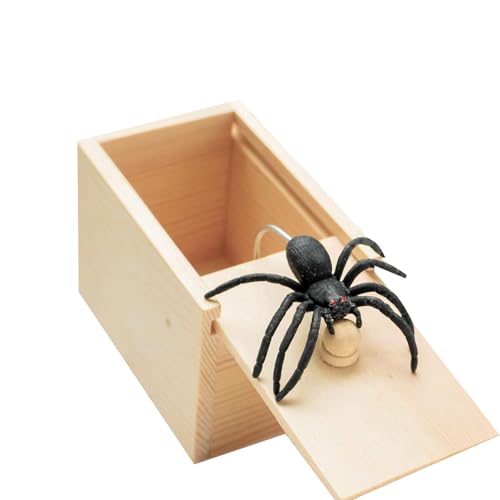 Spider in a Box Prank Spider Scare Prank Box 1Pc Handmade Prank Pop Out Scare Spider Wooden Prank Spider Hidden In Scarebox Toys Fake Spiders Joking Box Surprise Joke Prank Gift for Kids Halloween