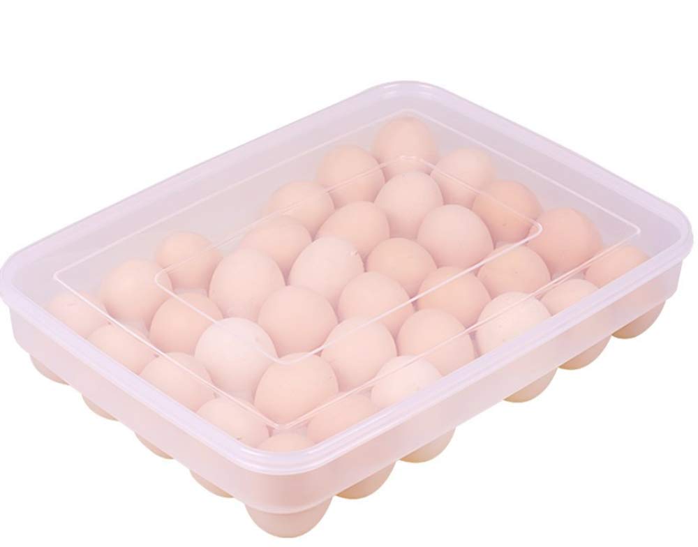 34 Cups Egg Container with Lid,Covered Egg Holders for 34 Eggs,Large capacity Eggs Food Storage Organizer - Stackable Egg Holder Dispenser,Clear plastic Decorative Crate