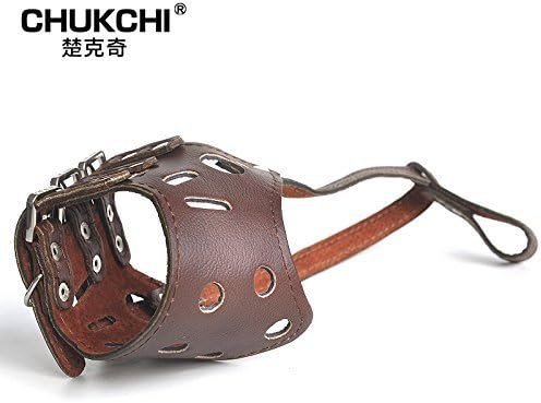 CHUKCHI Adjustable Leather Anti-Biting Dog Muzzle(L)