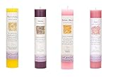 Crystal Journey Reiki Charged Herbal Magic Pillar Candle with Inspirational Labels - Bundle of 4 (Positive Energy, Healing, Manifest a Miracle, Love) Each 7
