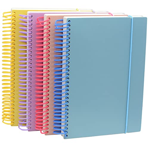 Large Spiral Notebook With Bandage, 4 Pcs 10.2 Inch X 7.28 Inch B5 Thick Plastic Hardcover 8Mm Ruled 150 Sheets (300 Pages) Journals For Study And Notes (4 Pcs Blue Pink Yellow Purple) #TOP1