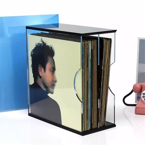 Estante de almacenamiento discos vinilo para evitar carátulas dobladas en mesa 6
