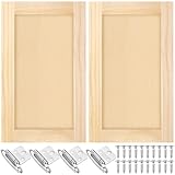 Cinnvoice 2 Pcs 13.25'' W x 22.5'' H Unfinished Pine Kitchen Cabinet Door Replacement with 4 Pcs Cabinet Hinges Wood Shaker Door Front Replacement for Kitchen, Bathroom, Vanity