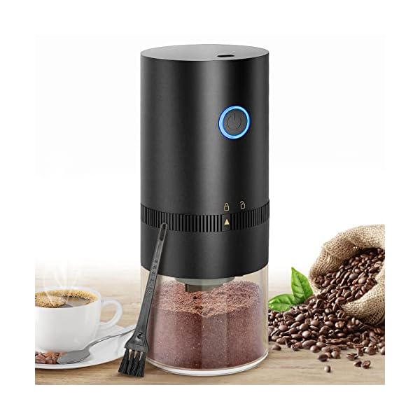 XIAZIR Kaffeemühle Elektrisch Gewürzmühle Leistungsstarker Motor Verstallbar Mahlgrad 30g Füllmenge Mühle für…