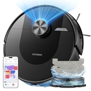Ultenic Saugroboter mit Wischfunktion, 8000Pa Saugkraft, 180Min Laufzeit, 3 in 1 Saug und Wischroboter mit LiDAR Navigation, Staubsauger Roboter für Teppich, Tierhaare, APP & Fernbedienung Steuerung