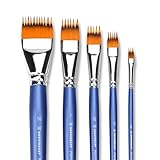 BOSVINEAST 5PCS Grainer Brush Set – Flat Comb Rake Brushes for Acrylic Painting,...