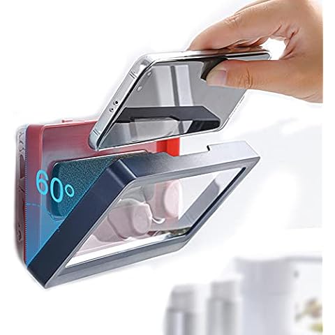 Bathroom Phone Holder Shower Phone Case Waterproof Touch Screen Wall Mounted Phone Holder Sealing Storage Box Shower Mobile Phone Shelf for iPhone/Samsung Protection Phone Cover for Bathroom (Blue) Cover