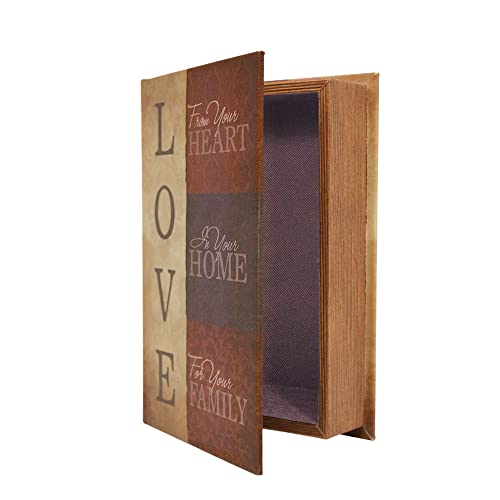 PACOLO Decorative Book Boxes, Faux Wood with Magnetic cover Storage for Hidden Jewelry, Money, and Cash (Love)