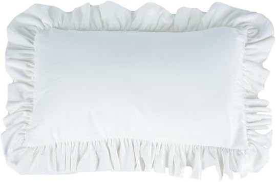 Velvet Throw Pillow 2012 Inches, White Ruffled Throw Pillow Home Decorative Pillow Solid Soft Velvet Cushion for Bed Sofa Bench Living Room