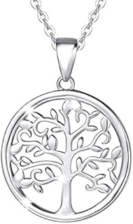 AGVANA Tree of Life Necklace for Women, 925 Sterling Silver Mother of Pearl/Sapphire/Emerald/Amethyst Necklace with White Gold Plated Tree Pendant Fine Jewellery for Women Girls with Gift Box, 16"+2"