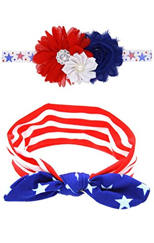 Baby Headband Stripe Stars Hair Band Headwear for 4th of July Flower Headband Hair Accessories TSFD32 (Ear Flower)
