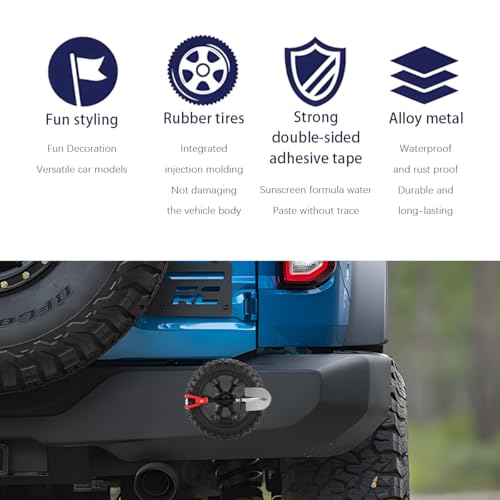 Image of HZEL Car Emblem, 3D Mini Small Tire & Shovel Motorcycle Badge, Self-Adhesive Stylish Automotive Exterior Body Badge Emblem Decoration Accessories, Universal for SUV, Motorbike, Off-Road (Black)
