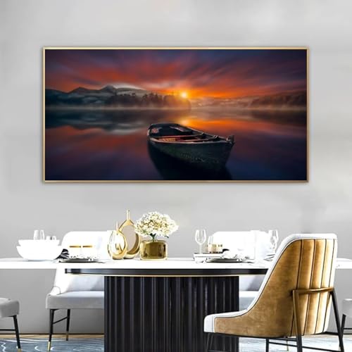 Photos paysage toile peintures de mer coucher de soleil grand format 70x140