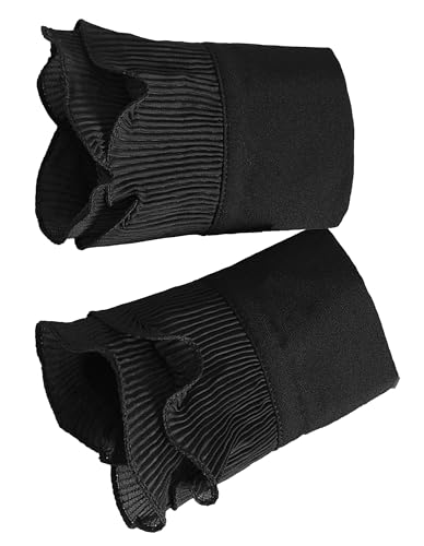 Eyibenlilan Detachable Sleeves Elegant Black Delicate Chiffon Cuffs With Victorian-Style Fold Sleeves For Women & Girls