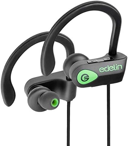Edelin Bluetooth Headphones - Wireless Earbuds with Mic HD Stereo Noise Cancelling Waterproof IPX7 for Sport Running Gym - Earphones Compatible iPhone 8 X Samsung Galaxy S9 Android iOS - Headset