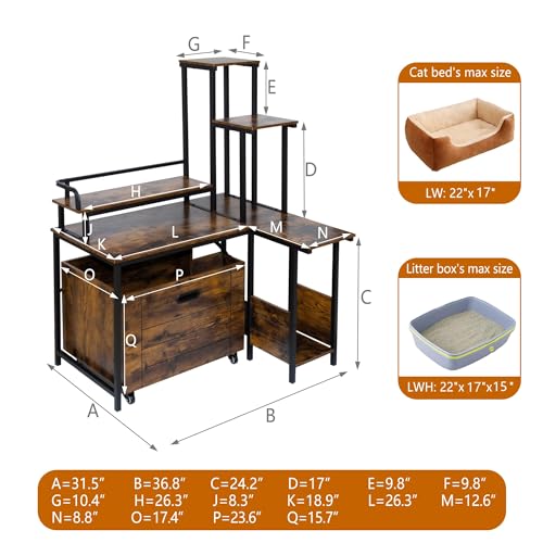 IDEALHOUSE 2024 Novos móveis de caixa de areia oculta - móveis de caixa de areia para gatos com supo