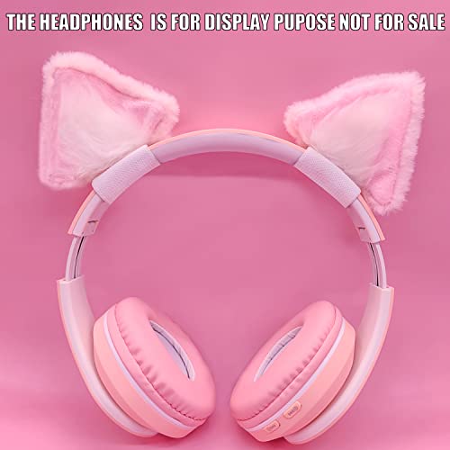 RUKUHOT Cute Cat Ears Headphone Attachment,Adjustable Design Fit for Logitech G PRO HypreX Cloud/Cloud Flight Headphones and More,Cosplay Kitten Ears,(Headphones not Included),Pink & White by RUKUHOT - Used condition - Image 4