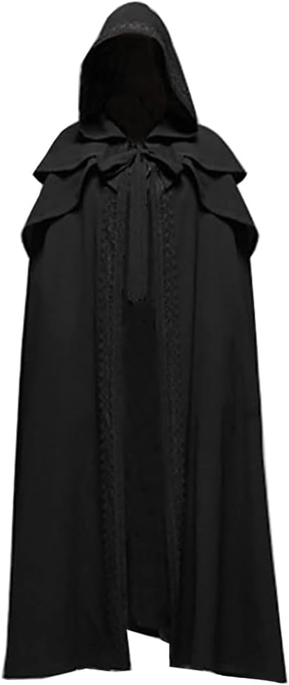Renaissance Hooded Cape Witch Cloak with Hood Medieval Knight Outfit Gothic Unisex Costume