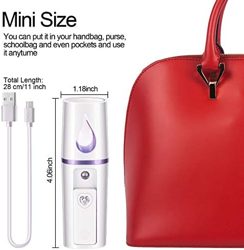 2 Pieces Nano Facial Mister Portable Mini Face Mist Steamer Handy Mist Sprayer with Mirror Design Moisturizing and Hydrating for Eyelash Extension (White)