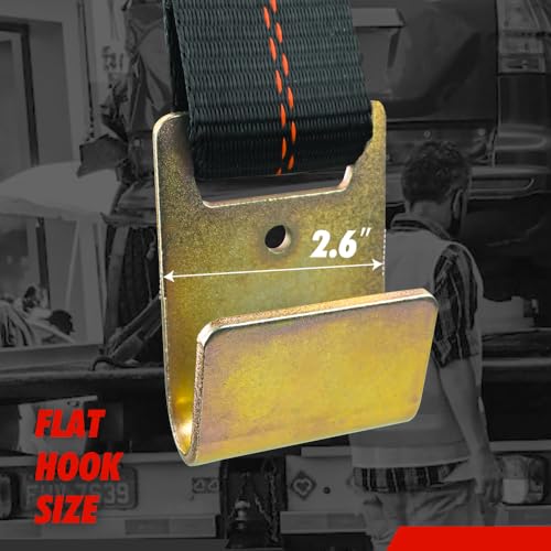 Wheel Tie Down Straps (4PK) – 2'' X 96'' Webbing with Flat Hooks for Easy Tire Hauling on Trailers, Cars, SUVs, and Sports Vehicles by Digank - Image 4