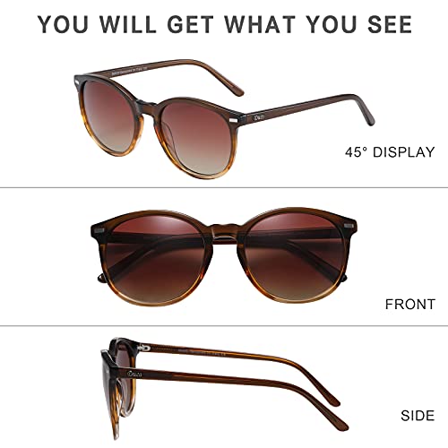 Duco Retro Round Uv400 Polarized Sunglasses For Women Men Vintage Shades Classic Acetate Trendy Fashion Sunglass Dc1230 #TOP1