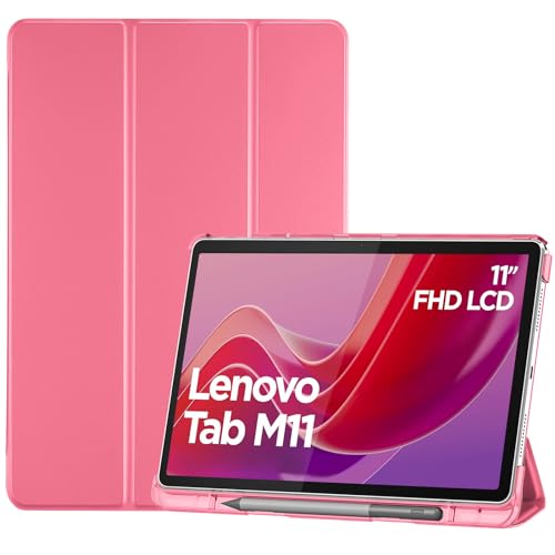 ProCase Smart Case for Lenovo Tab M11/Tab K11 LTE 11" 2024 TB330FU with Pen Holder, Slim Stand Tri-Fold Hard Shell Protective Tablet Cover Translucent Back Case Support Auto Wake/Sleep -Melo